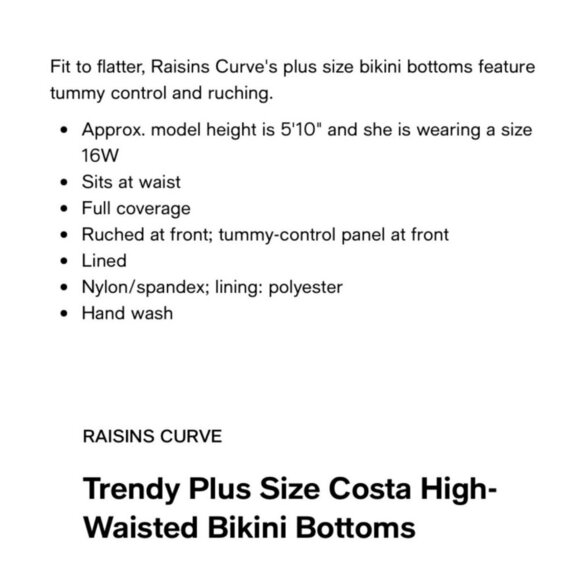 Raisins Curve Trendy Plus Size 22W Blue Costa High-Waisted Bikini Bottoms NWT - Picture 3 of 7